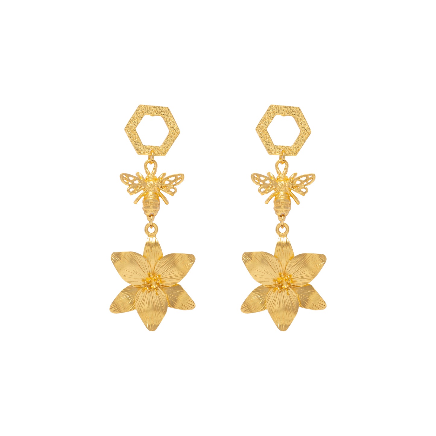 Aretes Largos Vuelo De Vida Dorados