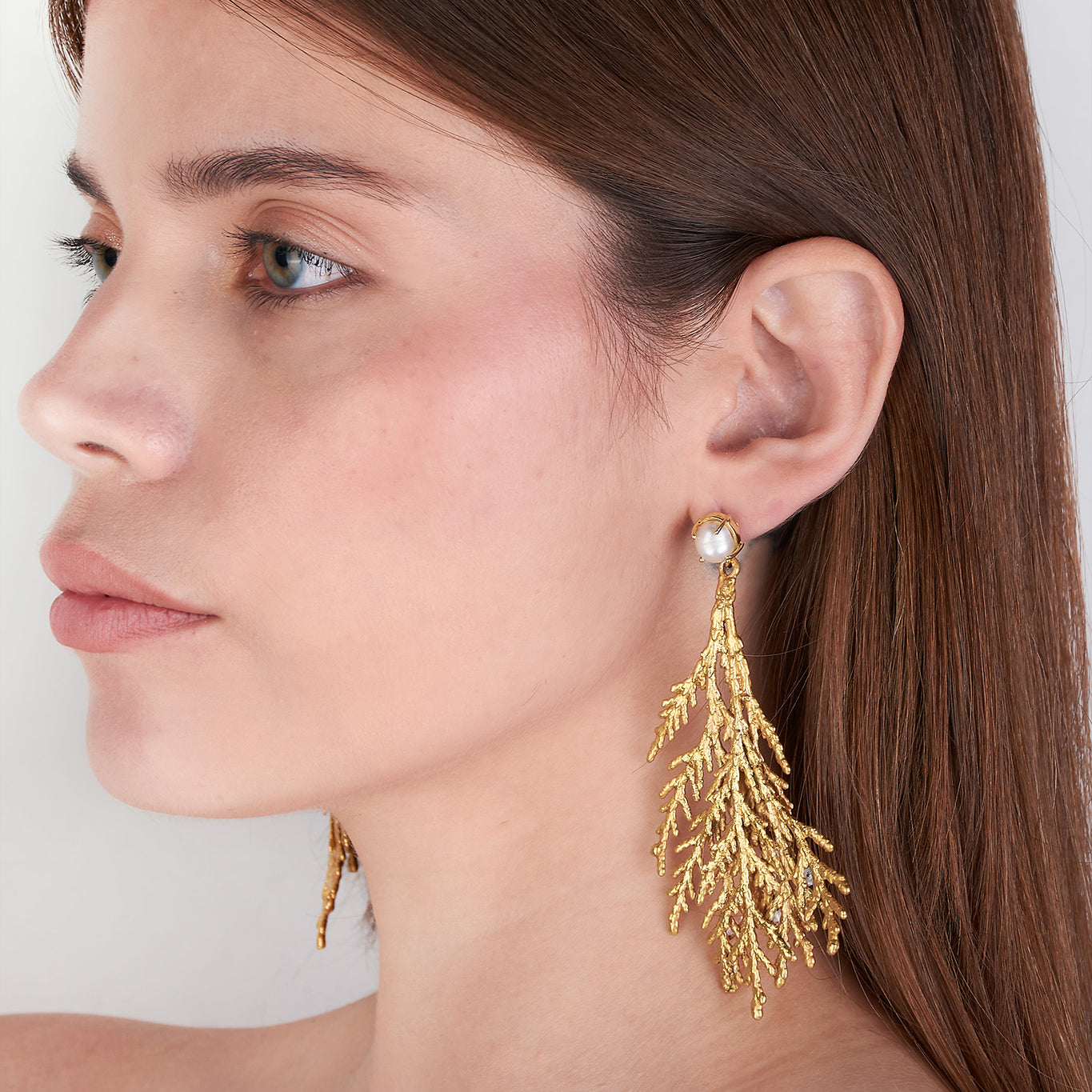 Aretes Pino Perla Oro