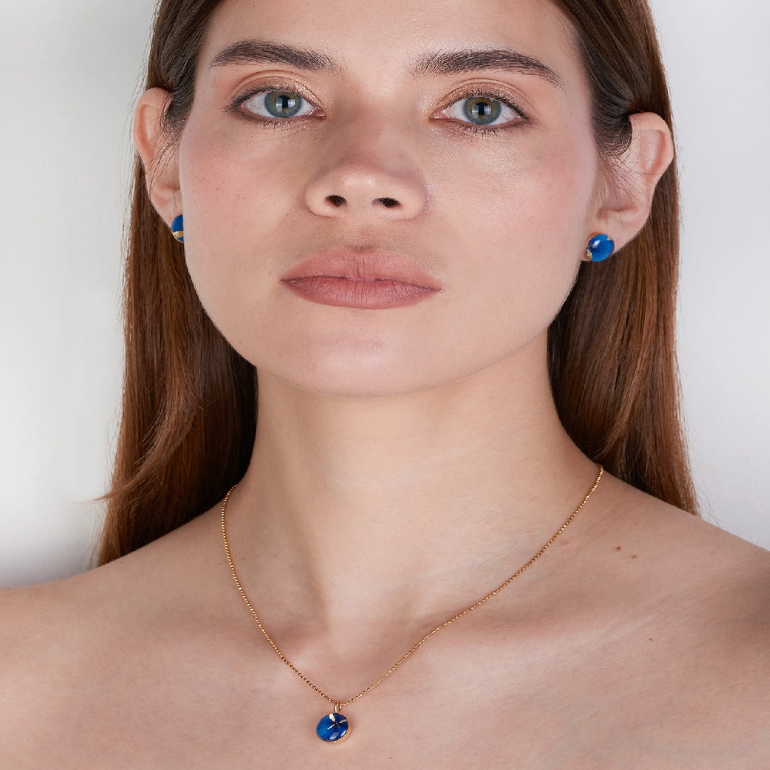 Set Aretes y Collar Flores