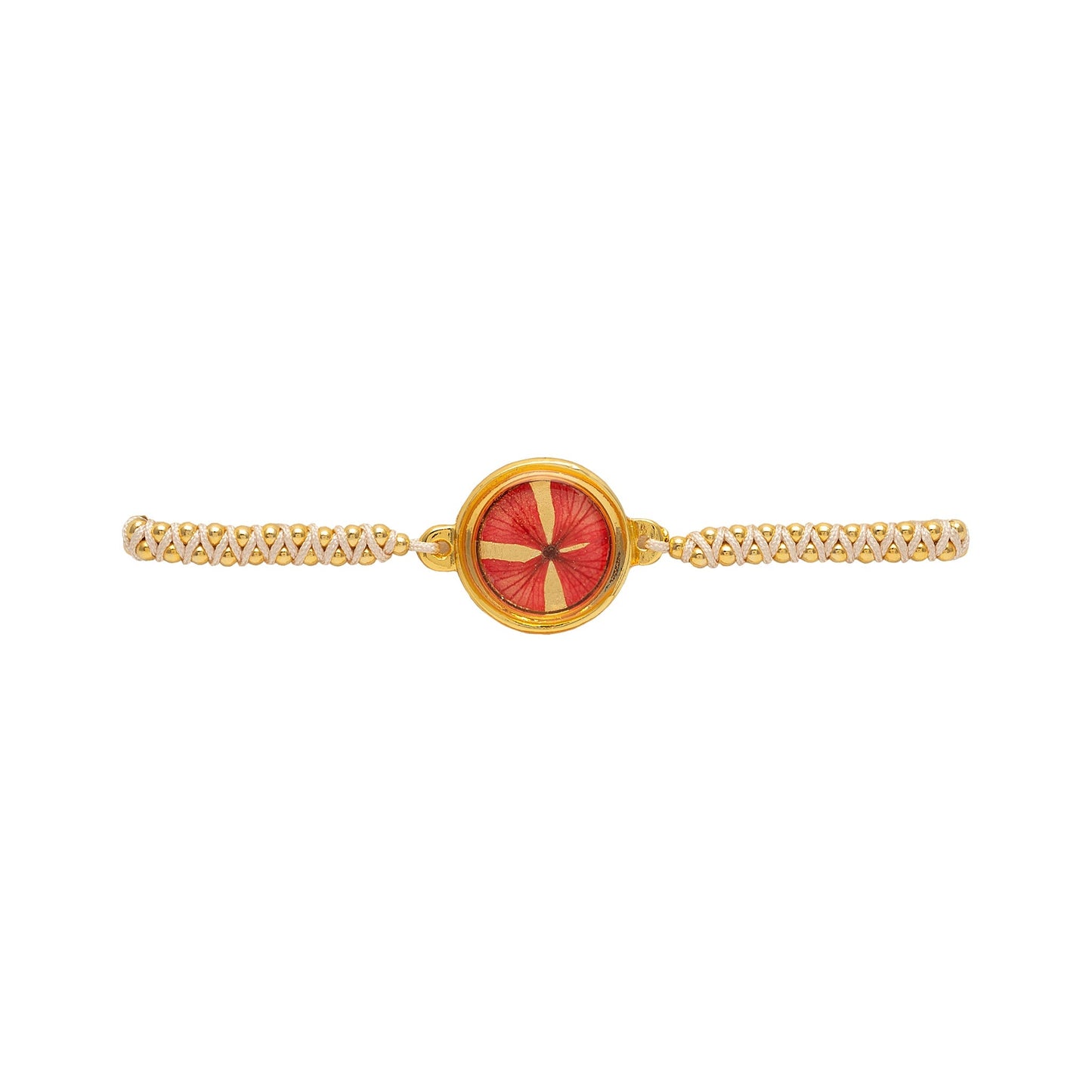 Pulsera tejida con hortensia