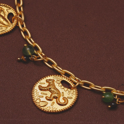 Maxi Collar + Aretes Monedas Selva Verde