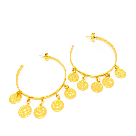 Aretes Coin Hoops Pequeñas De Maquia