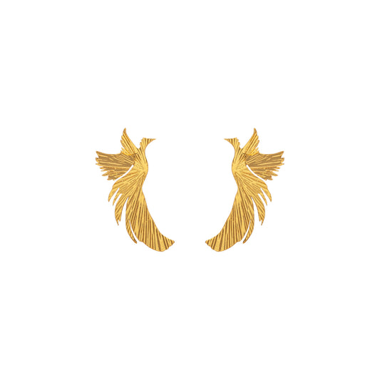 Aretes Topo pequeños de Ave Fénix Dorados