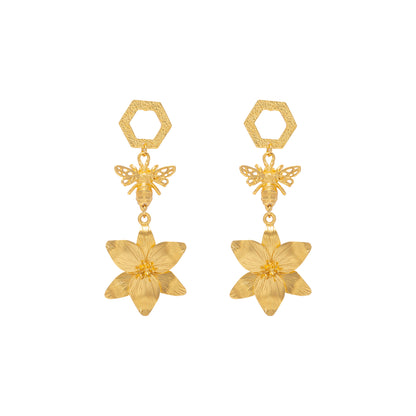 Aretes Largos Vuelo De Vida Dorados