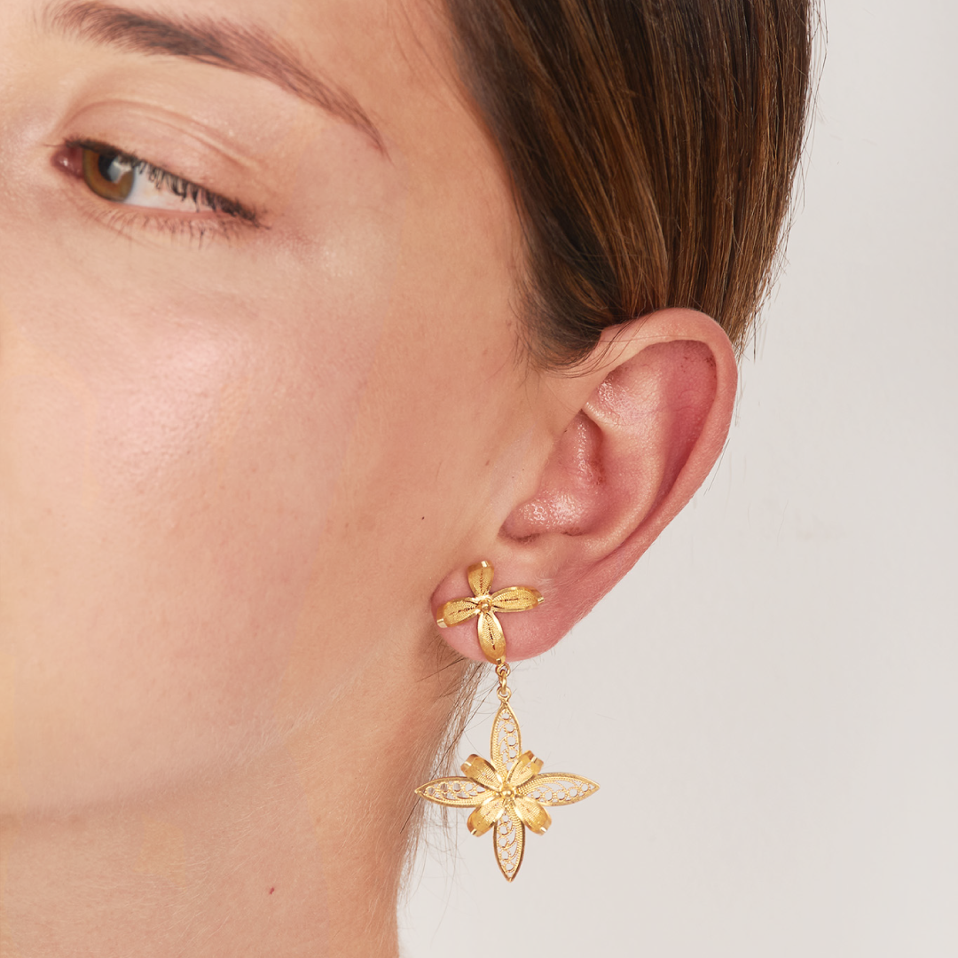 Aretes Jazmín Doble Colgante