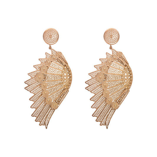 ARETES ALA DE ANGEL GRANDE BAÑO DE ORO DE IVORY