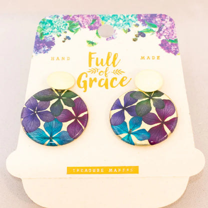 Aretes Circulares Resina Herraje Baño En Oro