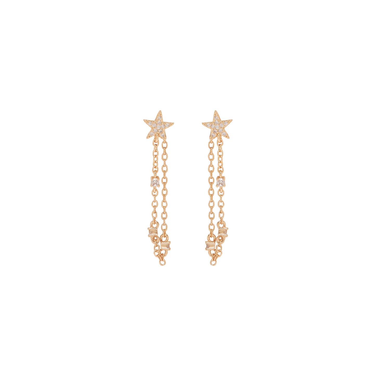 Aretes Estrella con Cadena