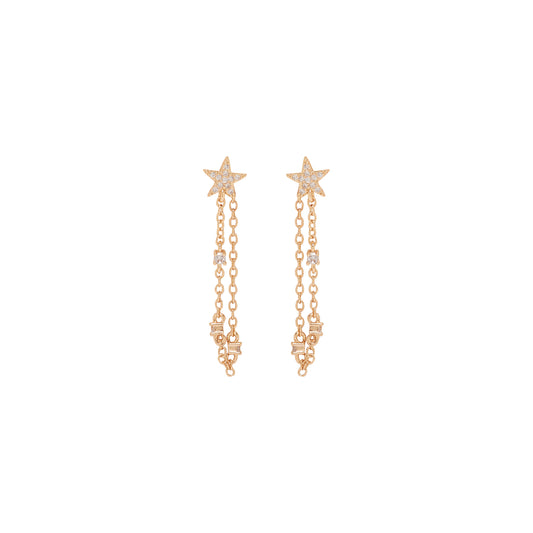 Aretes Estrella con Cadena