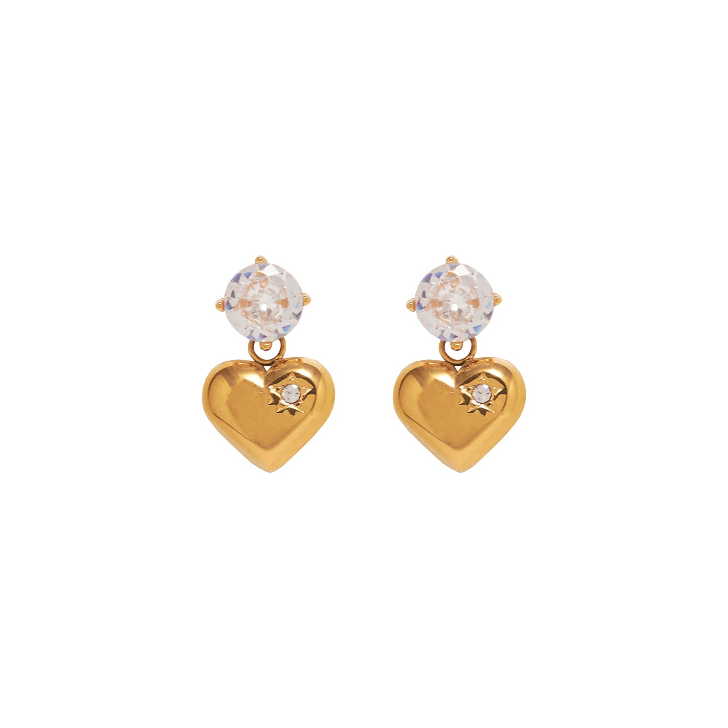 Aretes Brillante y Corazon