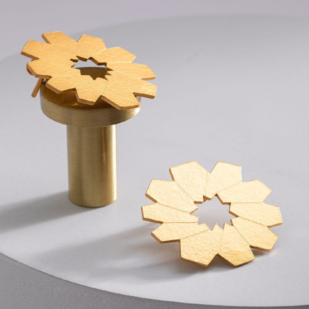 Aretes Kromo con Enchape en Oro