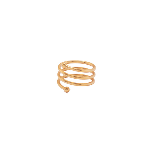 Anillo Espiral con Esferas - Dorado