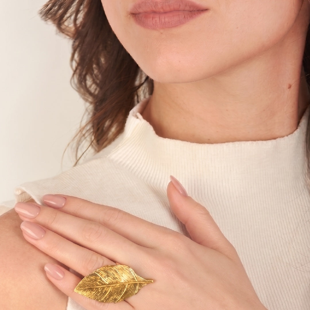 Anillo Hoja Eden Dorado