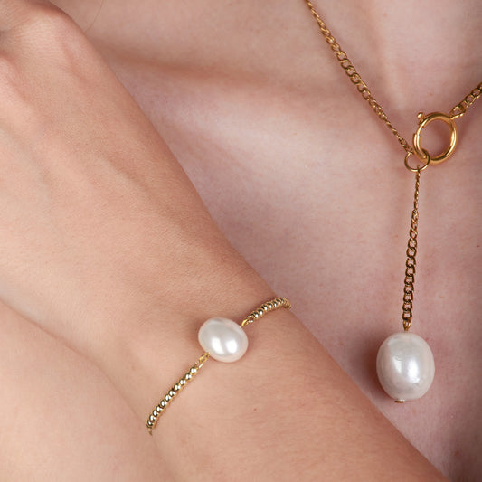 Pulsera Perla Metal