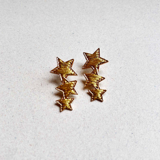 Aretes 3 Estrellas Hilo Dorado