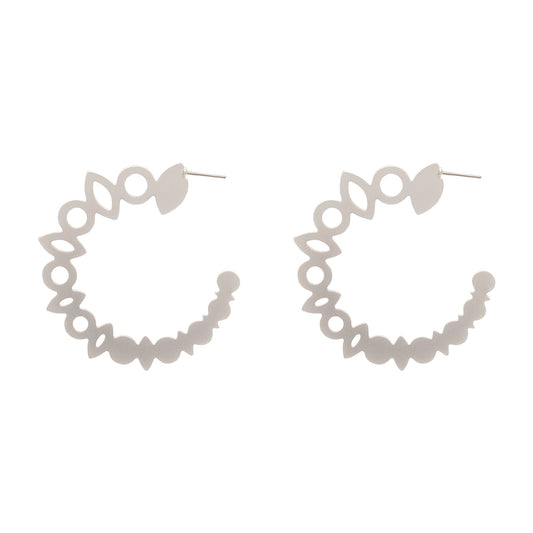 Aretes Flora Hoops Plateados de Tomasa