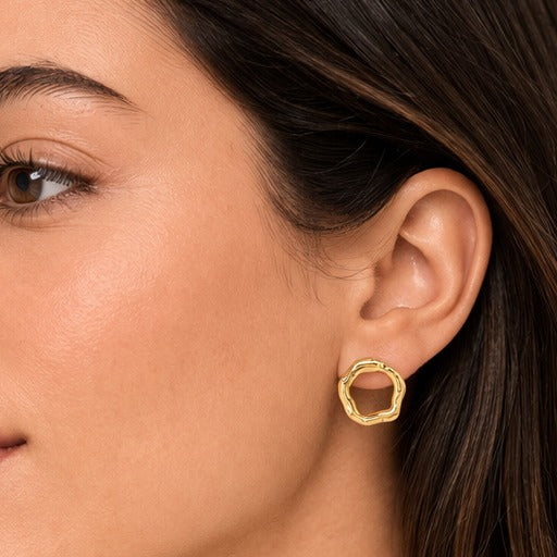 Aretes Aro Irregular Dorado