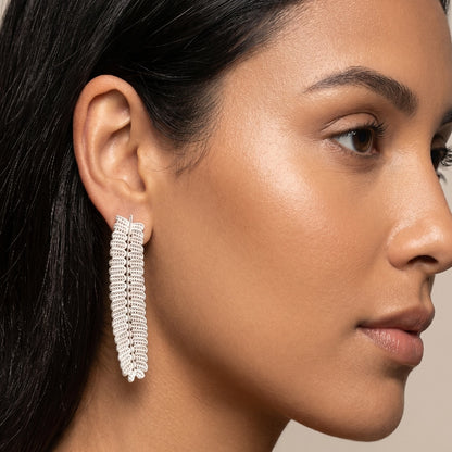 Aretes Topos Hoja Dividivi - Brillo Guajiro Plateado