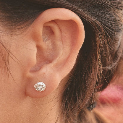 Choker Crisantemo Plata + Aretes