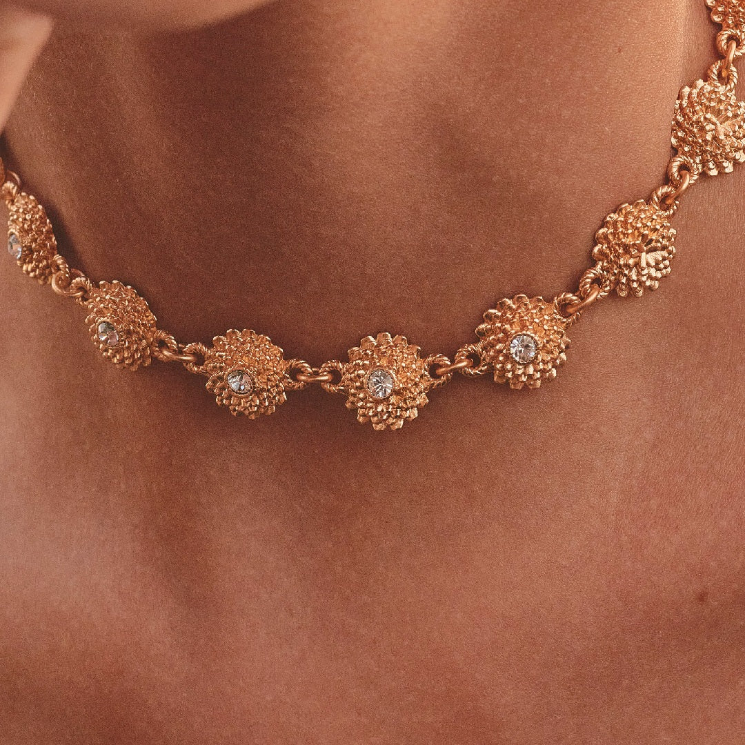 Choker Crisantemo Oro + Aretes