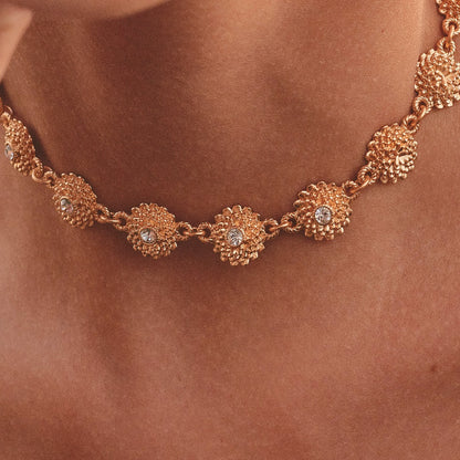 Choker Crisantemo Oro + Aretes