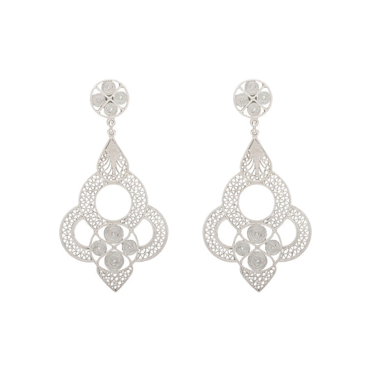 ARETES TOPO CENTRO 4 PANDEROS PLATA 980 FILIGRANA DE IVORY