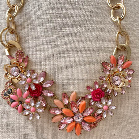 Collar aros flores naranja