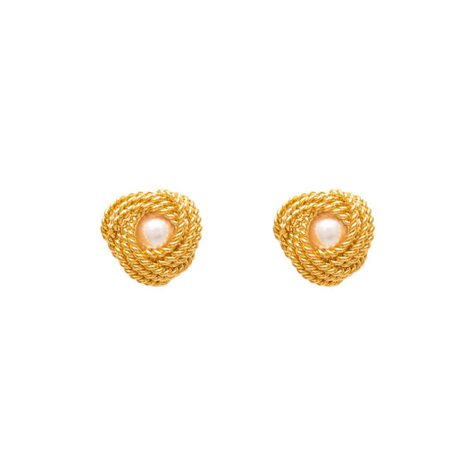 Aretes Nudo Trenza y Piedra