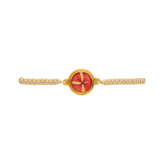 Pulsera tejida con hortensia