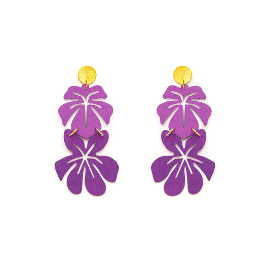 Aretes Hibiscus Violeta de Minimalina