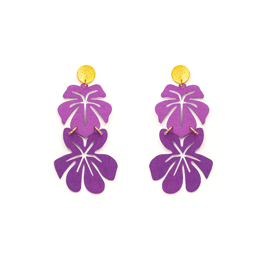 Aretes Hibiscus Violeta de Minimalina