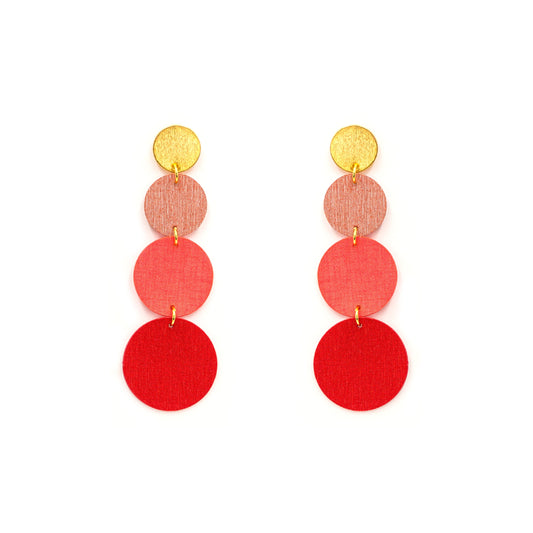 Aretes Deco Triple Rojo de Minimalina