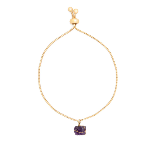 WHPLCD004O Pulsera cadena oro Amatista
